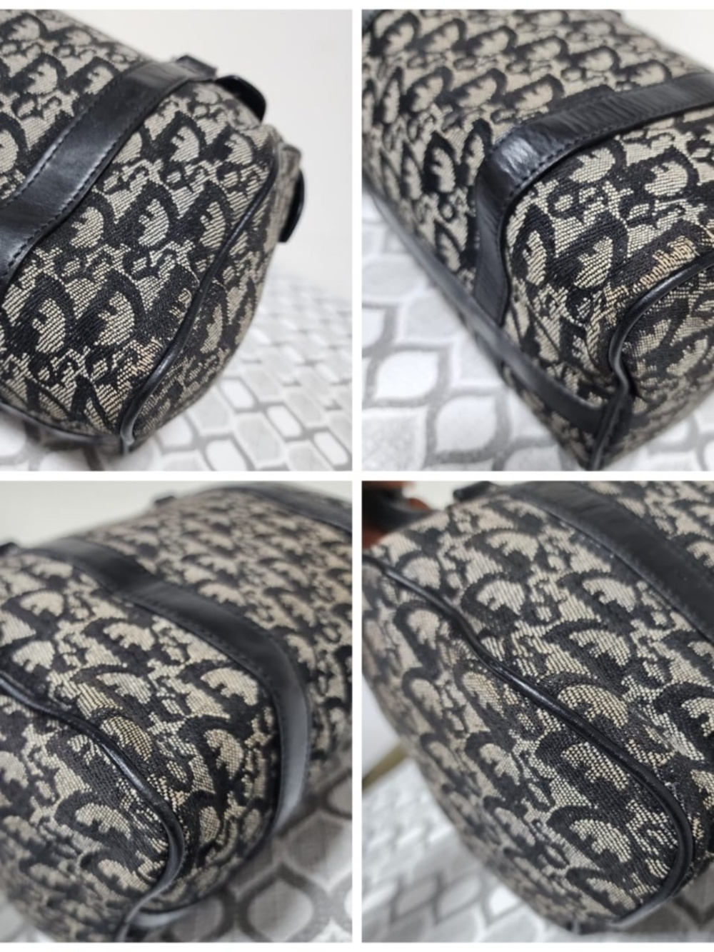 Authentic CHRISTIAN DIOR Vintage Dior Logo Canvas Small Boston Bag Black - Picture 6 of 11